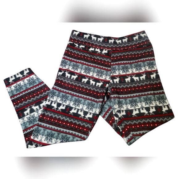 NOBO | No Boundaries Winter Moose Geometric Fleece Pull On Leggings |XL (15-17)u - Picture 1 of 8